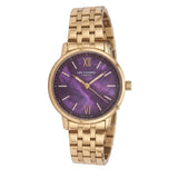 Lee Cooper Women's Analog Watch with Purple Mother Of Pearl Dial and Gold Stainless Steel Band, LC08371.180