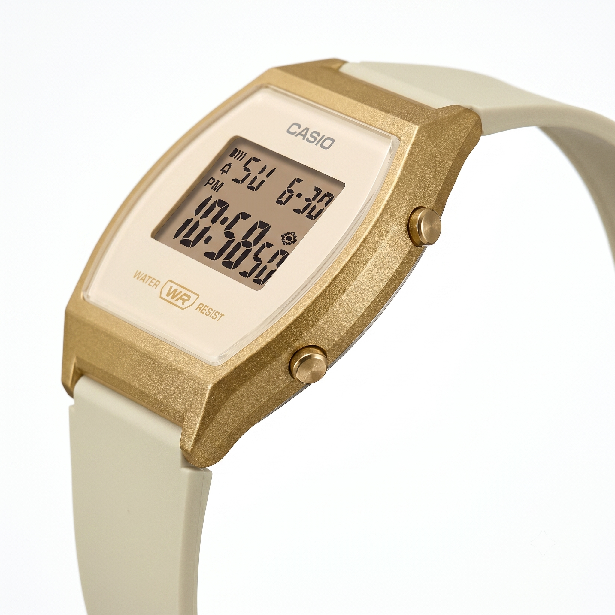 Casio Unisex Digital Watch Cream Dial with Cream Resin Strap, LW-204-9ADF