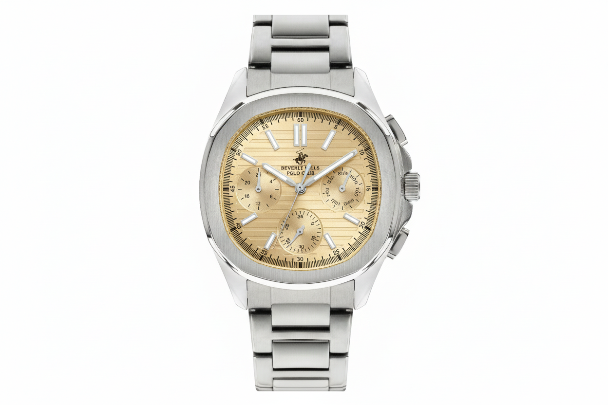 Beverly Hills Polo Club, Men's, Analog Watch, Silver Dial, with Stainless Steel Band, BH-BP3212X.362