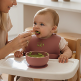 Milk It Baby Rose Pink Bib & Bowl Set, 100% Food Grade Silicone Set, MI-BBRP004