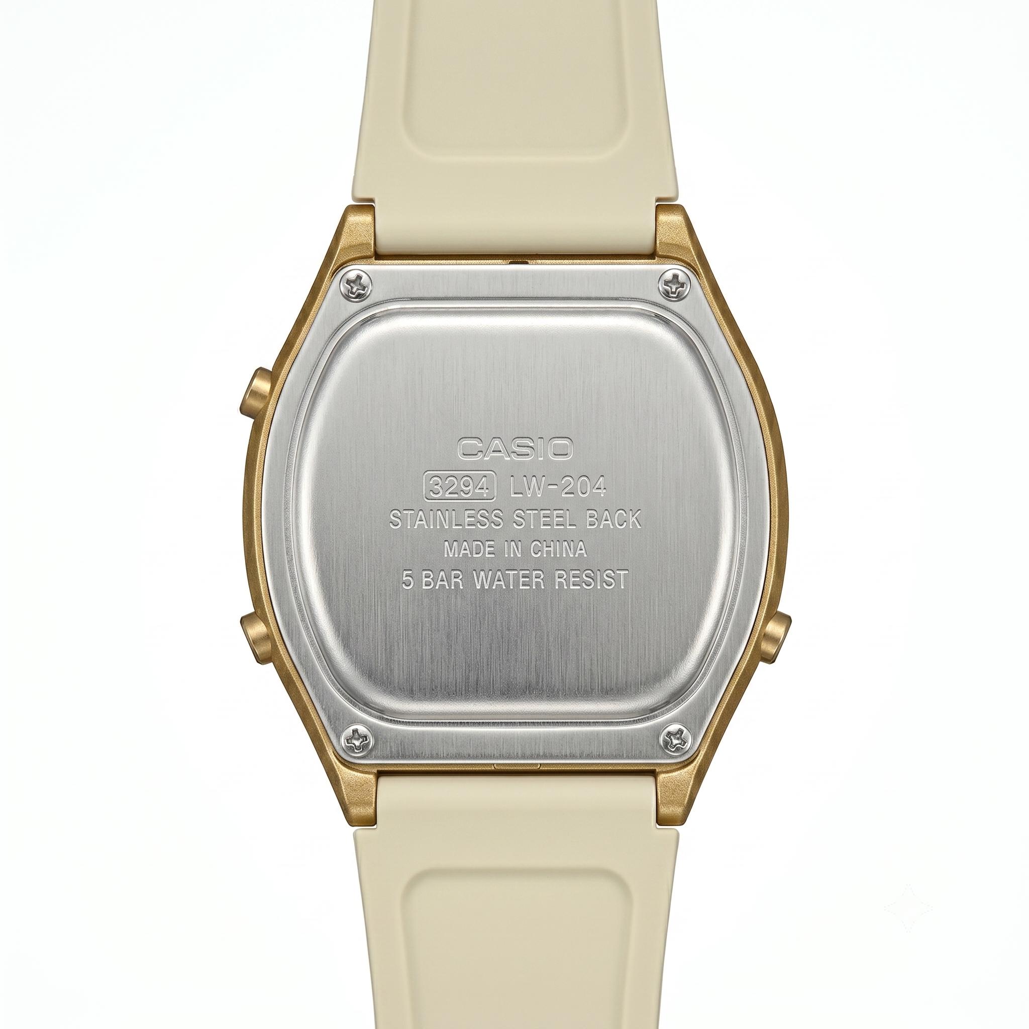 Casio Unisex Digital Watch Cream Dial with Cream Resin Strap, LW-204-9ADF