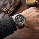 Quantum Men's Chronograph Watch Analog Grey Dial with Black Silicone Band, TTG1003.061