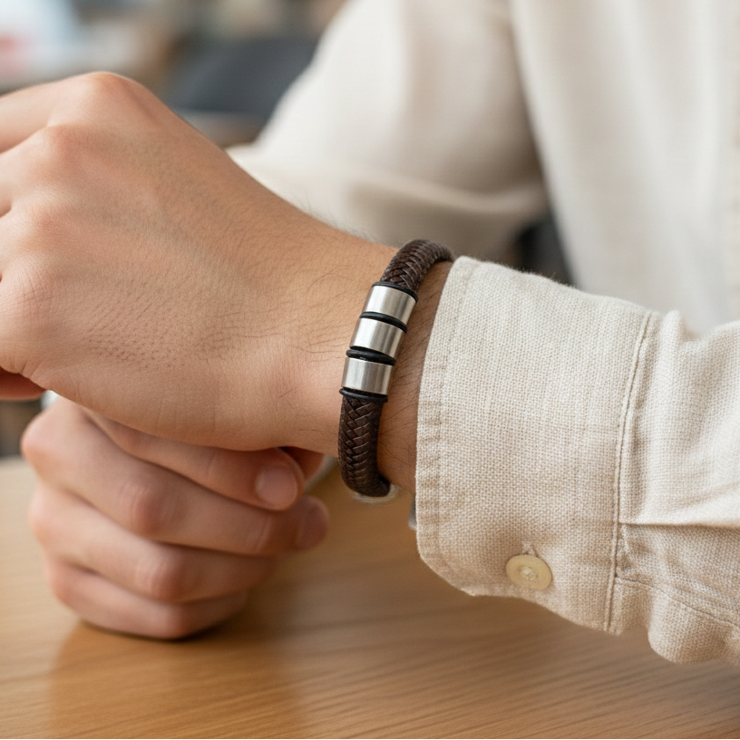 Lee Cooper Men's Bracelet - Brown/Silver, LC.B.01808.630