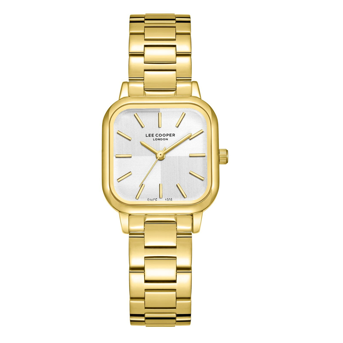 Lee Cooper Women's Watch Analog Silver Dial with Gold Stainless Steel Band, LC08134.130