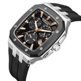 Quantum Men's Watch Analog Black Dial with Black Silicone Band, HNG1033.552