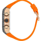 Quantum Men's Chronograph Watch Black Dial with Orange Silicone Band, HNG1083.050