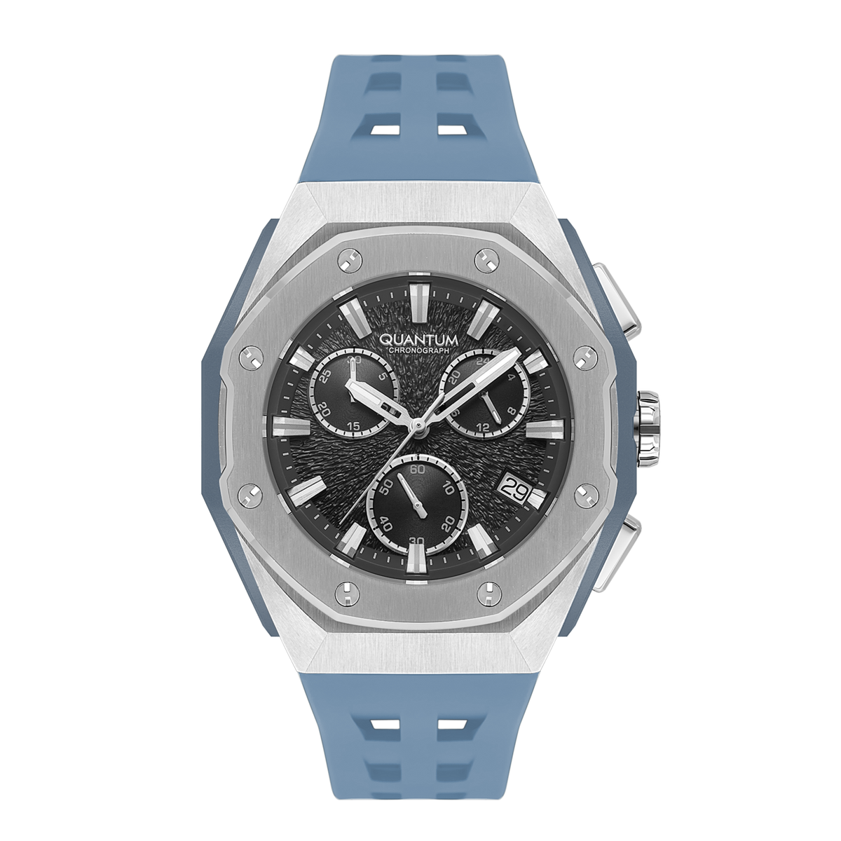 Quantum men analog watch, black dial with silicone band, model QU-HNG1170.360, Bahrain