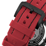 Quantum Men's Choronograph Watch Analog Black Dial with Red Silicone Band, HNG905.658