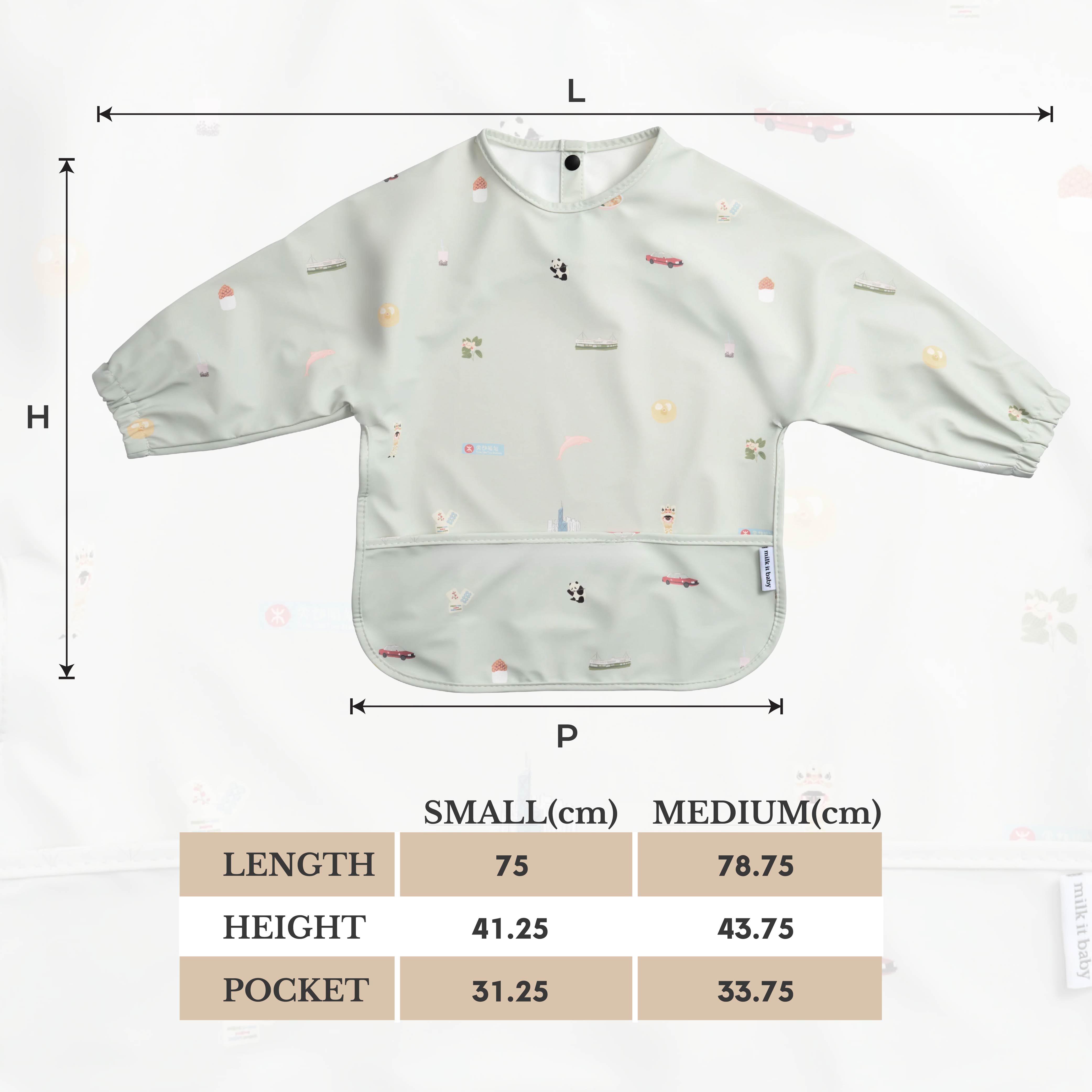 Milk It Baby Water Proof Sleeved Bib, Hong Kong City, MI-SBHK006S
