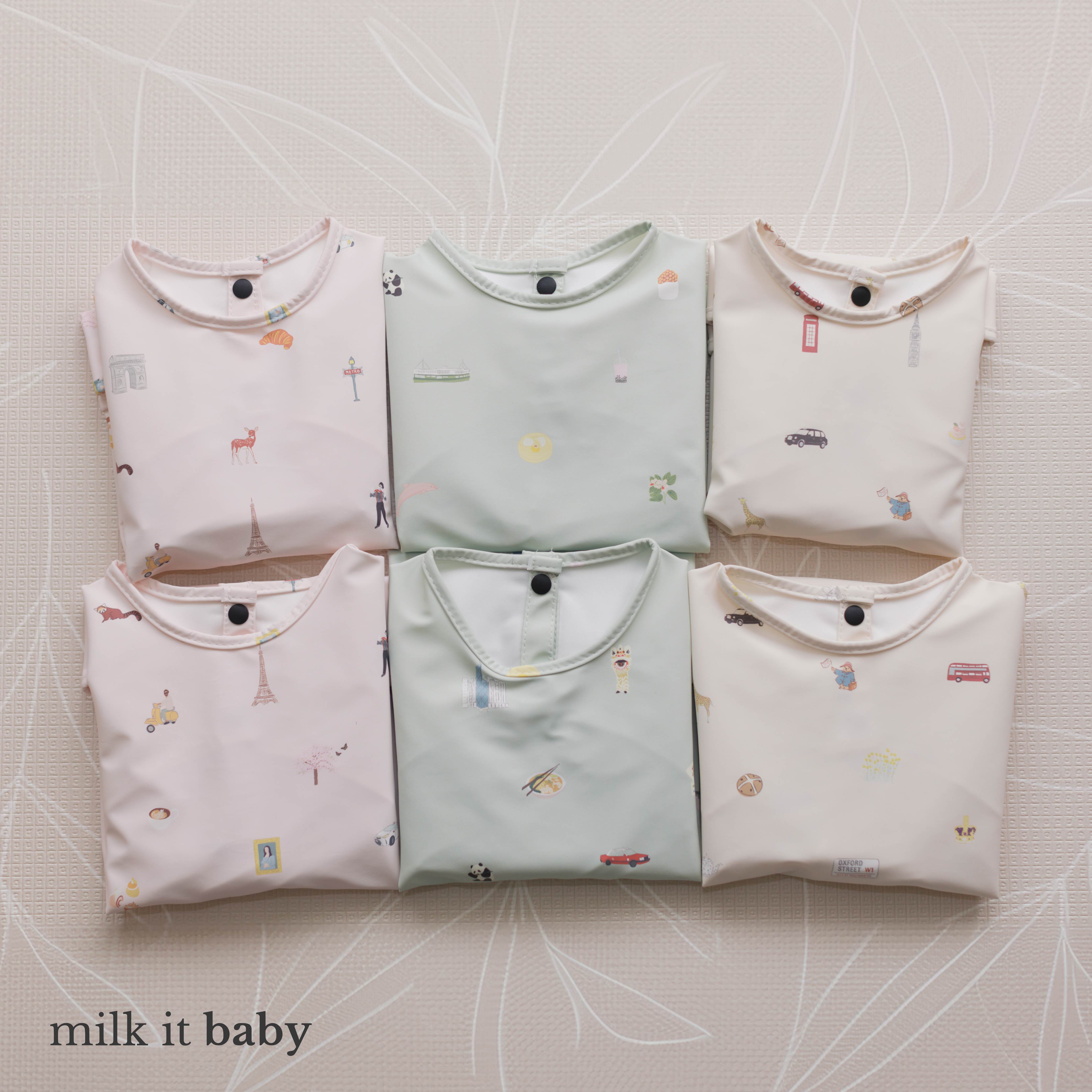 Milk It Baby Water Proof Sleeved Bib, Safari Beige, MI-SBSB004