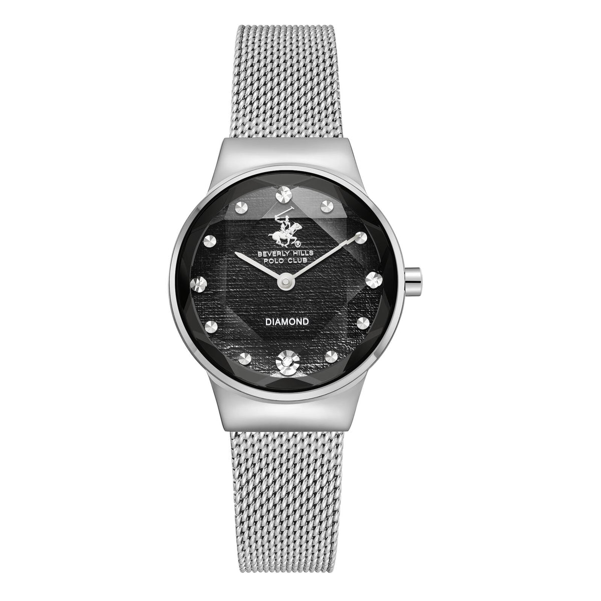 Beverly Hills Polo Club Women's Watch Analog Black Dial with Silver Mesh Band,  BP3768X.350