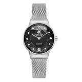 Beverly Hills Polo Club Women's Watch Analog Black Dial with Silver Mesh Band,  BP3768X.350