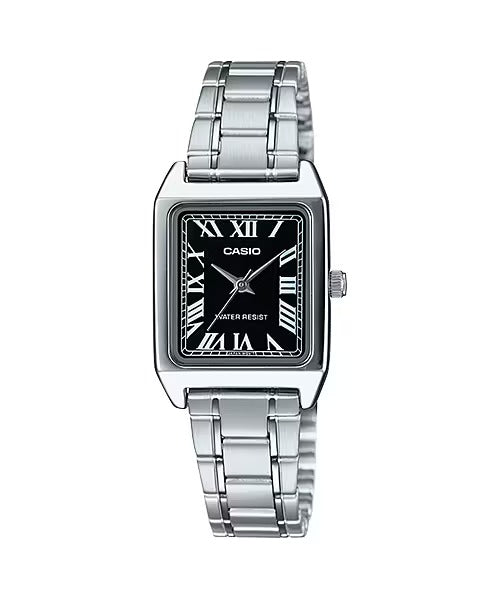 Casio, Women’s Watch Analog, Black Dial Silver Stainless Band, LTP-V007D-1BUDF