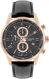 Lee Cooper Men's Multifunction Watch Analog, Black Dial Black Leather Strap, LC07855.451