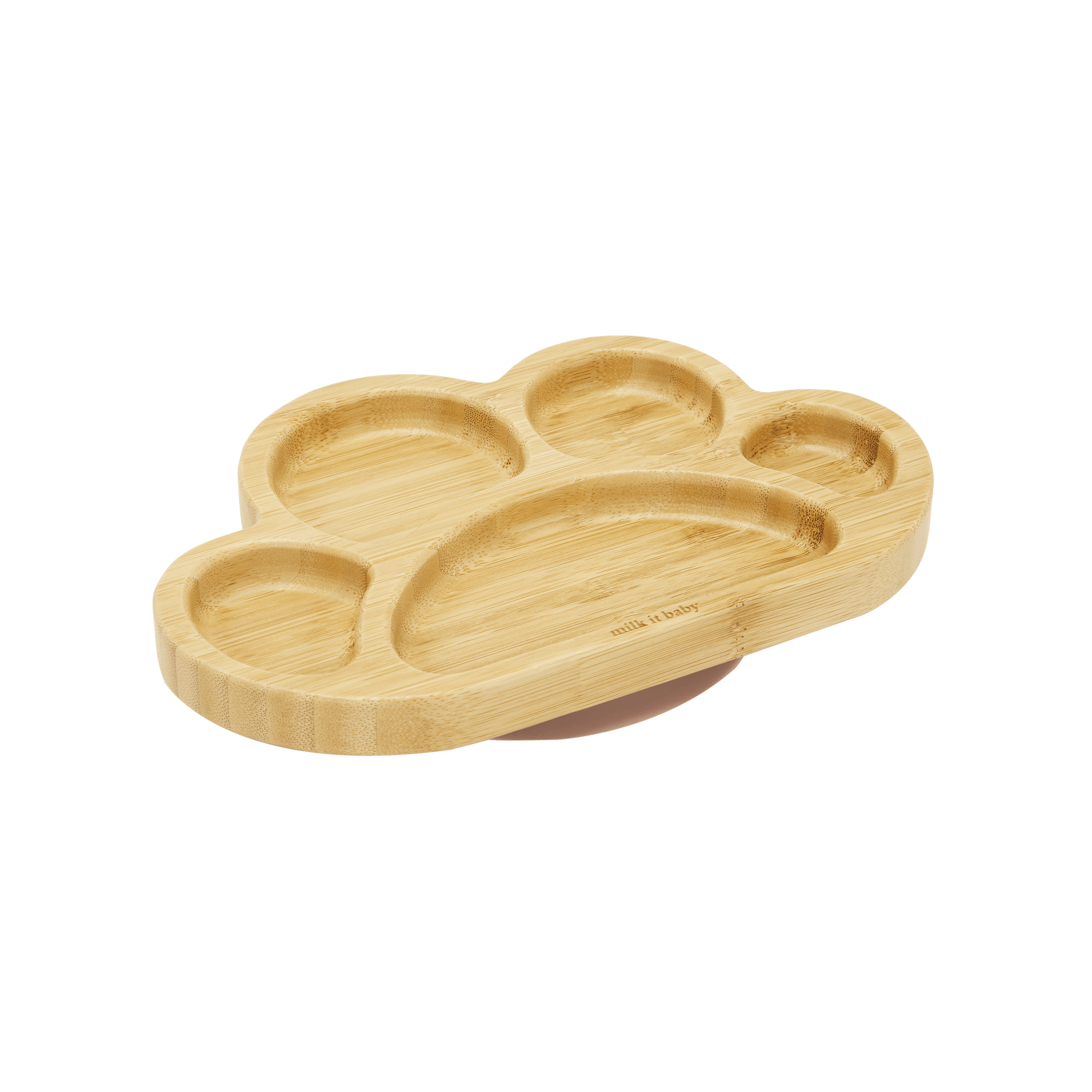 Milk It Baby, Bamboo Tiger Paw Suction Plate & Fork Set, Dusty Pink, MI-BAMTPDP006