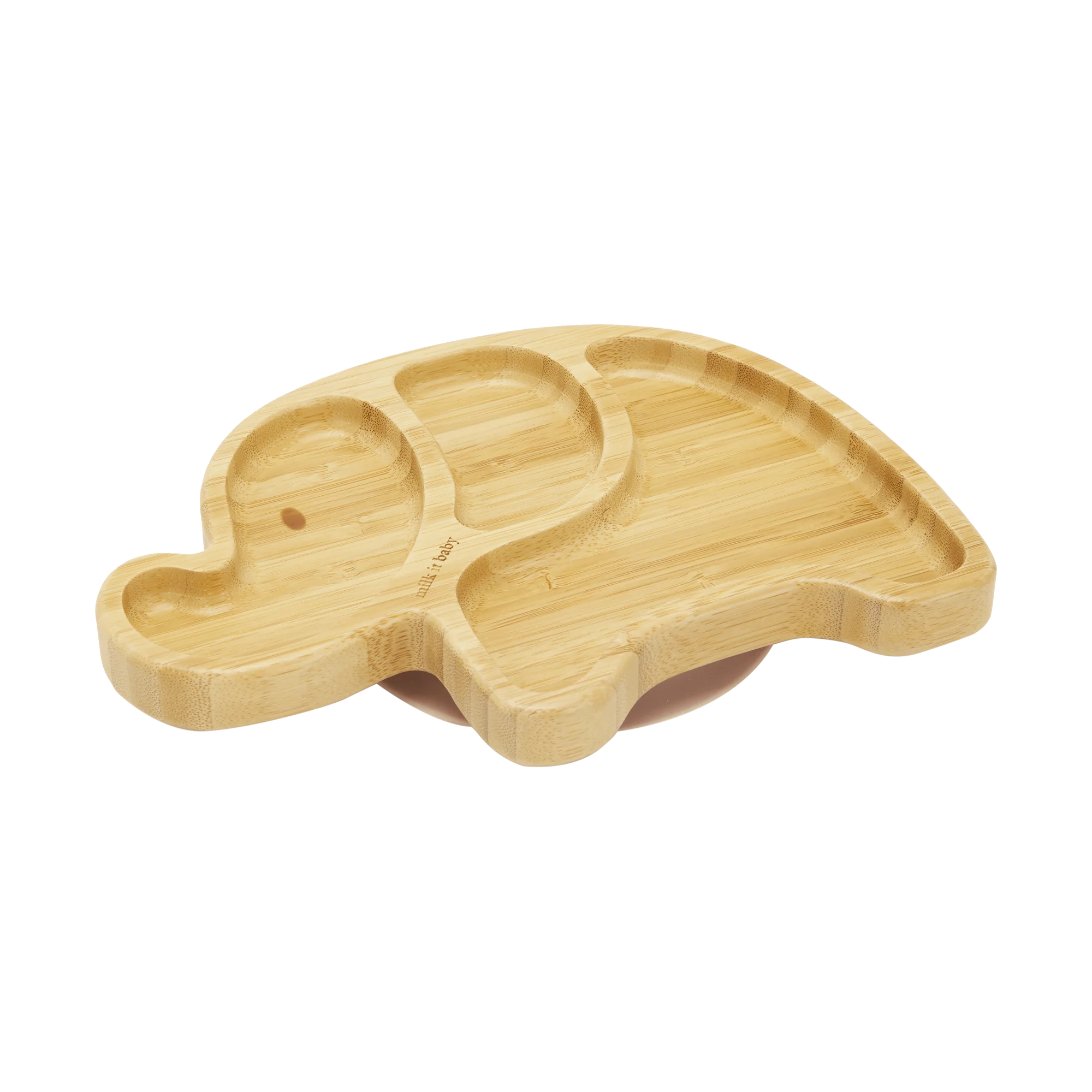 Milk It Baby, Bamboo Elephant Suction Plate & Fork Set, Dusty Pink, MI-BAMEDP002