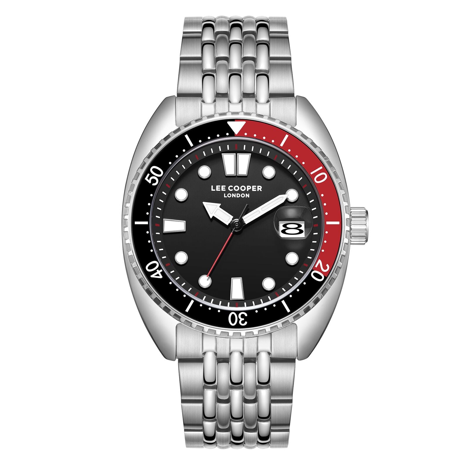 Lee Cooper Men's Watch Analog Black Dial with Silver Stainless Steel Band, LC07997.350