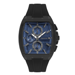 Quantum Men's Watch Analog Blue Dial with Black Silicone Strap,HNG997.691