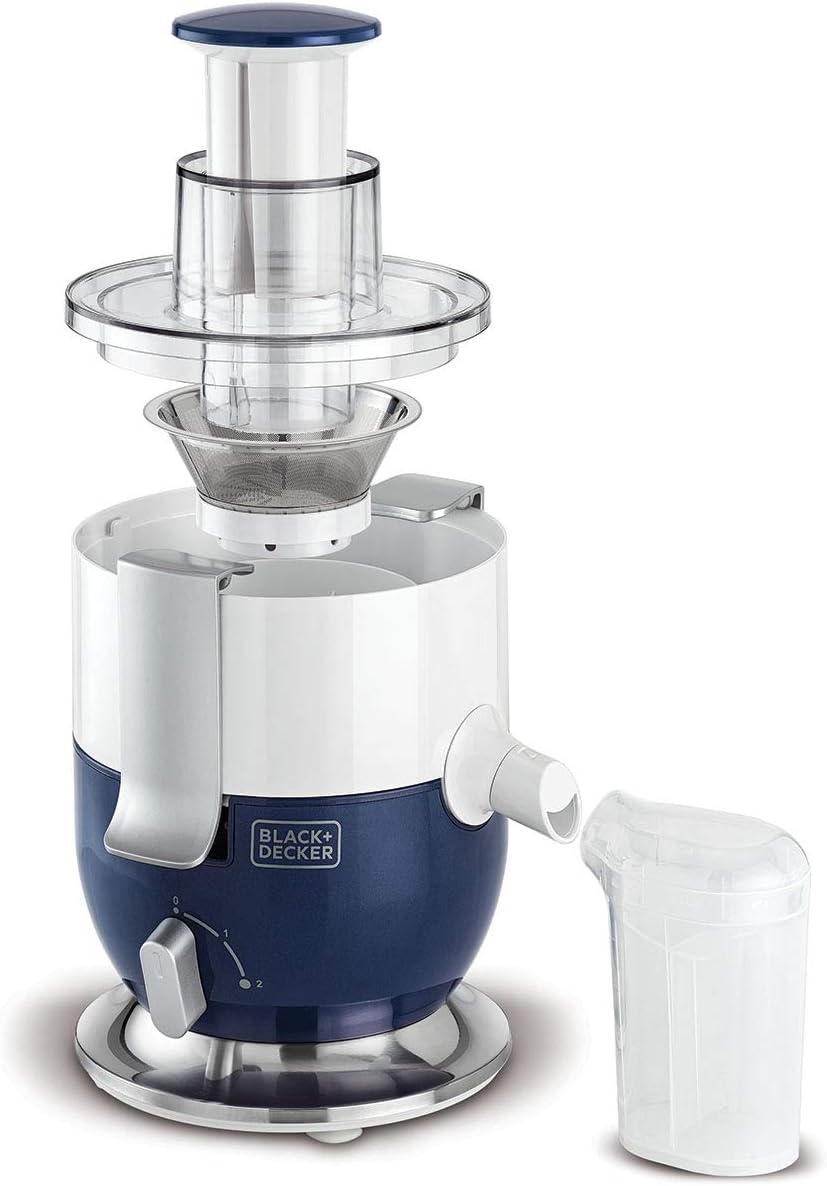 Black+Decker, 1000W Juice Extractor, White/Blue, JE350