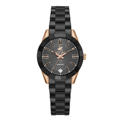 Beverly Hills Polo Club Women's Watch Analog Black Dial Black Stainless Steel Band, BP3643X.851