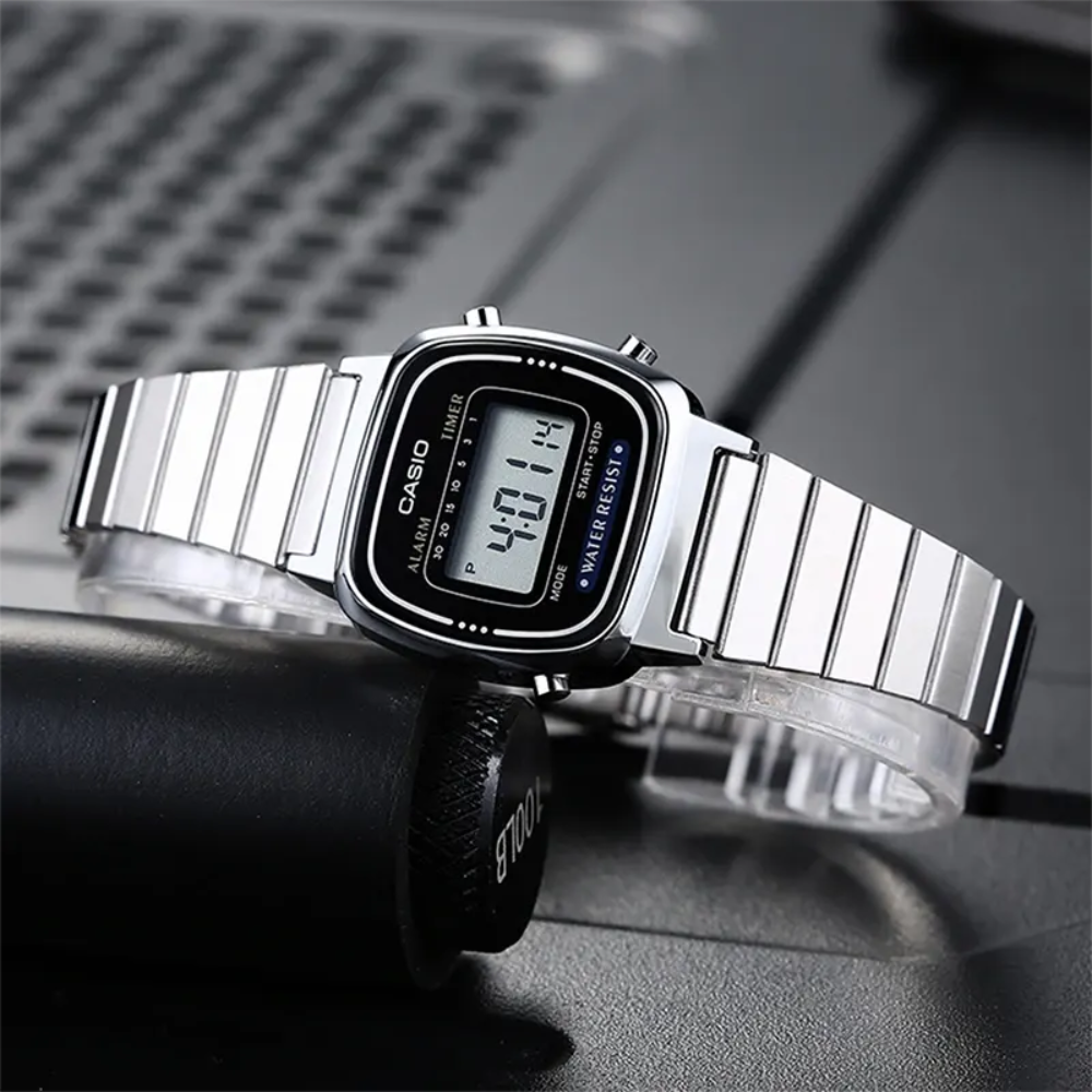Casio Women's Watch Digital, Black Dial Silver Stainless Steel Strap, LA670WA-1DF product image