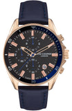 Lee Cooper Men's Watch Analog, Black Dial Blue Leather Strap, LC07290.451 