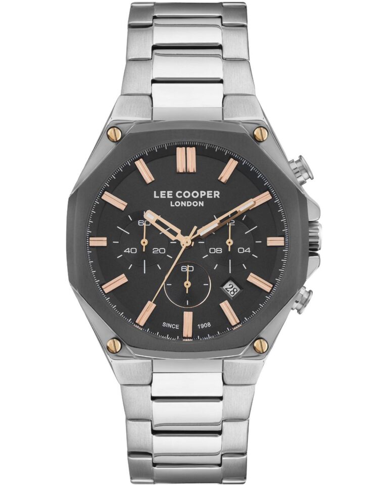 Lee Cooper Men's Watch Analog, Black Dial, Silver Stainless Steel Strap, LC07319.360