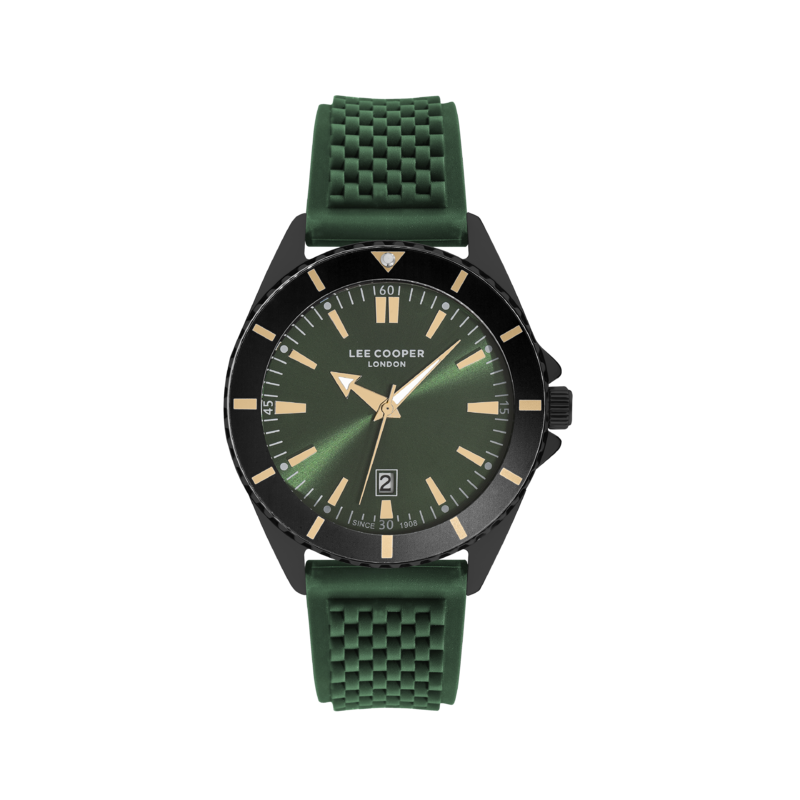 Lee Cooper, Men's, Analog Watch, Green Dial, with Silicone Band, LE-LC07361.675