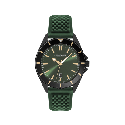 Lee Cooper, Men's, Analog Watch, Green Dial, with Silicone Band, LE-LC07361.675
