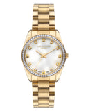 Lee Cooper Women's Watches Analog Mother of Pearl Dial with Gold Stainless Steel Band, LC07478.220