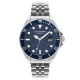 Lee Cooper Men's Watch Analog, Blue Dial, Silver Stainless Steel Strap, LC07594.390 