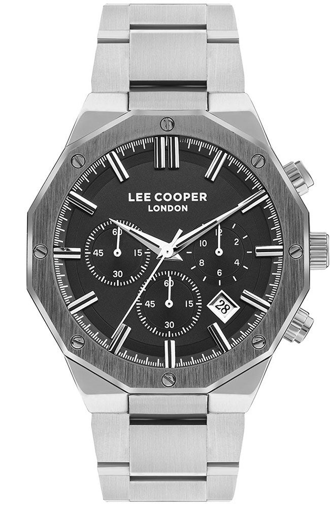 Lee Cooper Men's Watch Analog, Black Dial Silver Stainless Steel Band, LC07807.350 