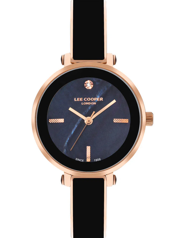 Lee Cooper Women's Watch Analog, Black Dial Rose-Gold Metal Band, LC07813.450