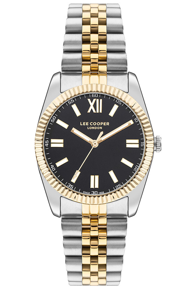 Lee Cooper Women's Watch Analog, Black Dial Silver Metal Band, LC07824.250