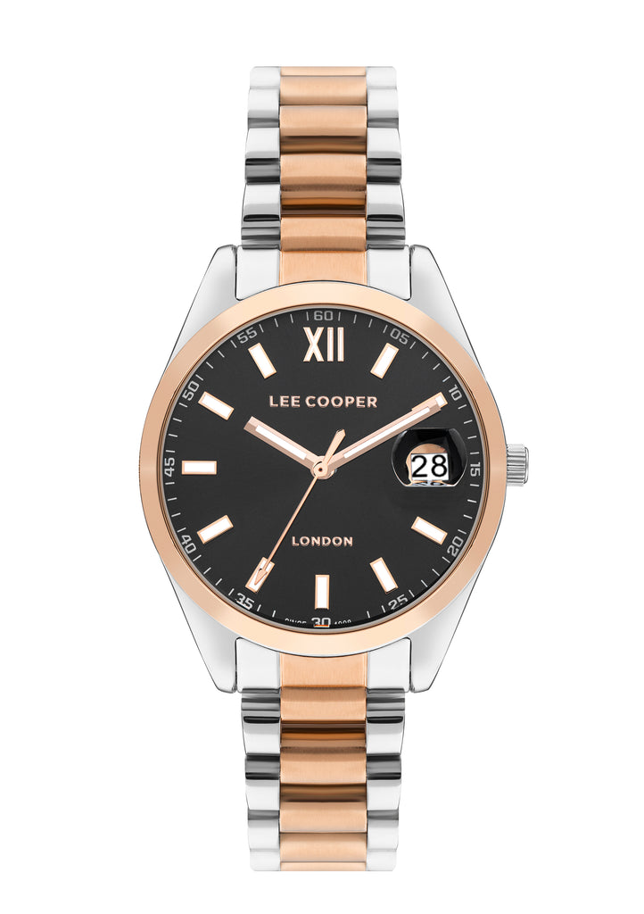 Lee Cooper Women's Watch Analog, Black Dial Silver Metal Band, LC07827.560
