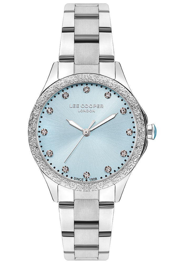 Lee Cooper Women's Watch Analog, Blue Dial Silver Metal Band, LC07840.390 