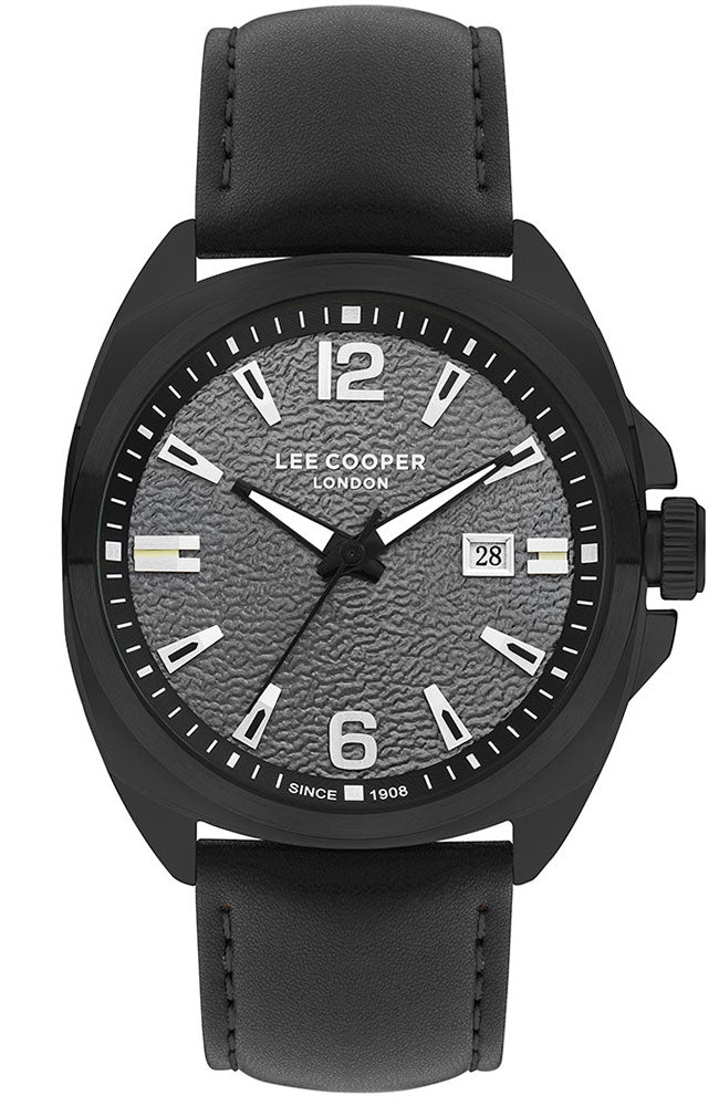 Lee Cooper Men's Watch Analog, Grey Dial Black Leather Strap, LC07858.651 