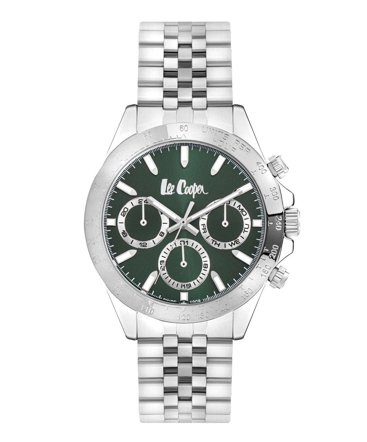 Lee Cooper Men's  Multifunction Watch Dark green Dial With Silver Metal Band,LC07963.370