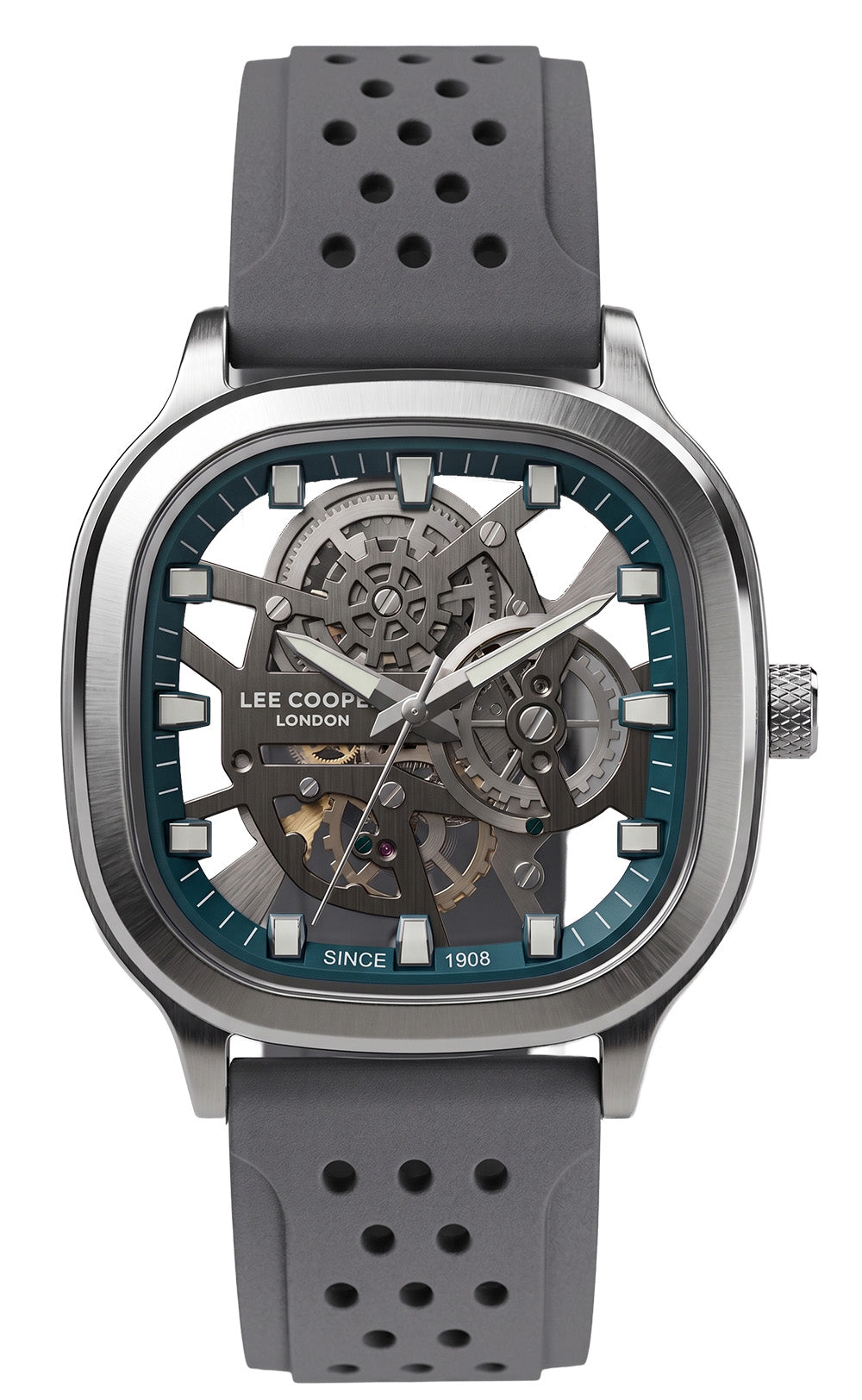 Lee Cooper Men's Analog Watch with Grey Dial and Grey Silicone Band, LC07973.366