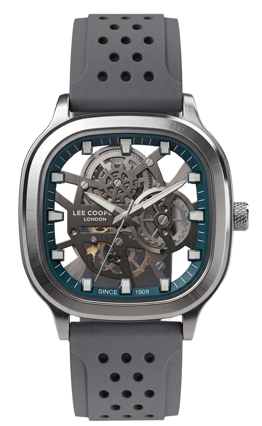 Lee Cooper Men's Analog Watch with Grey Dial and Grey Silicone Band, LC07973.366