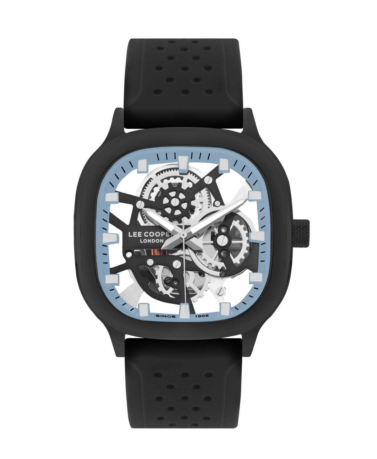 Lee Cooper Men's  Analog Watch  Blue Dial With Black Silicone Strap,LC07973.651