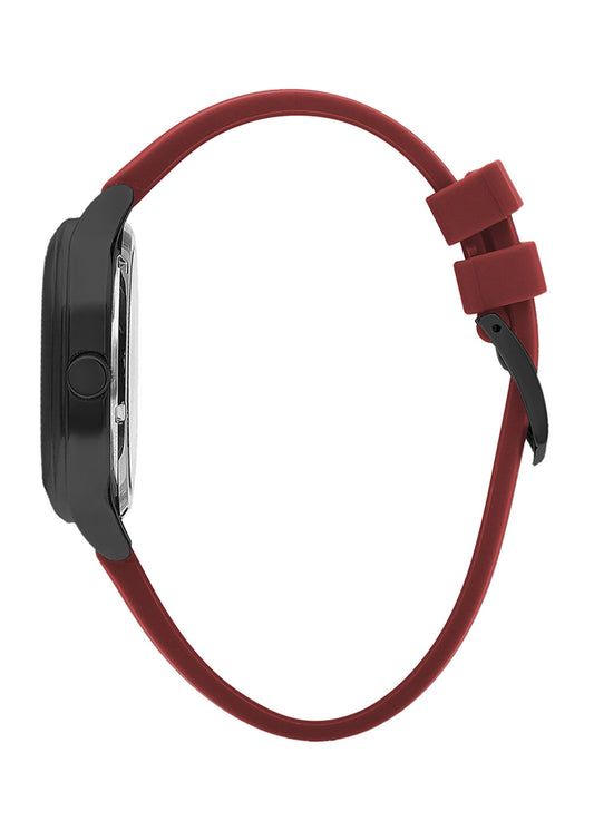 Lee Cooper Men's Analog Watch with Black Dial and Red Silicone Band, LC07973.658