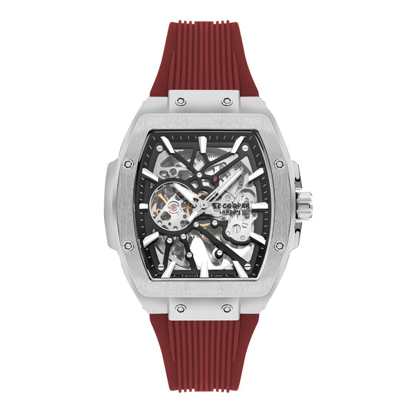 Lee Cooper Men's Automatic Watch With  Red SiliconeStrap,LC07979.358