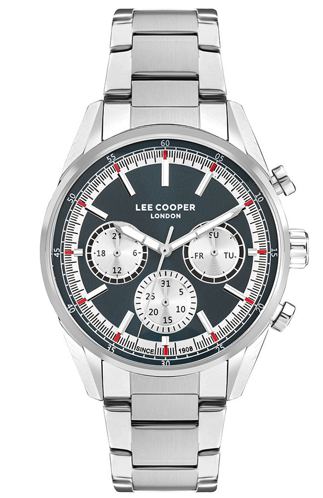 Lee Cooper Men's Multifunction Watch Dark Blue Dial With Silver Metal Band,LC07986.370