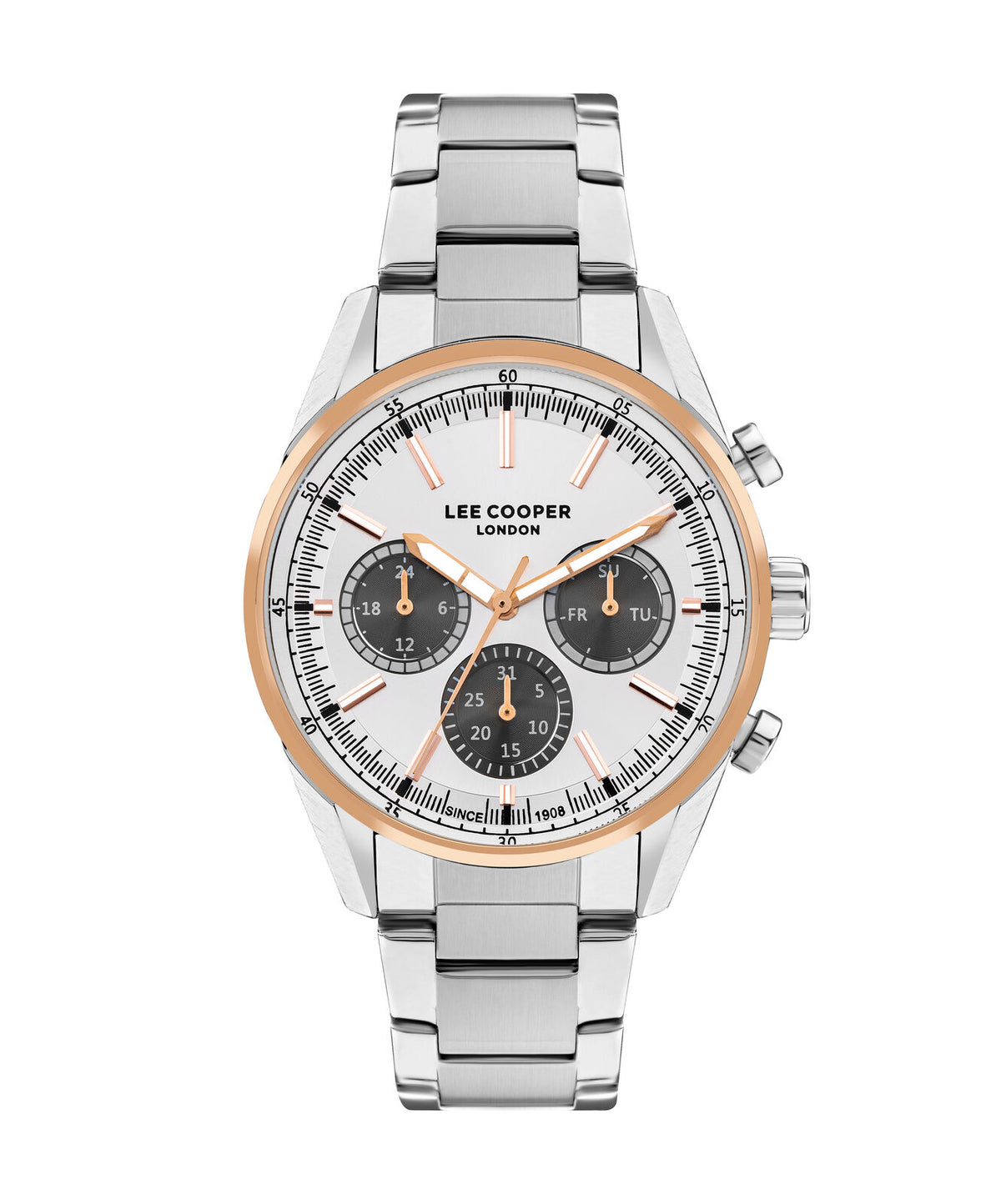 Lee Cooper Men's Multifunction Watch Silver Dial With Silver Metal Band,LC07986.530