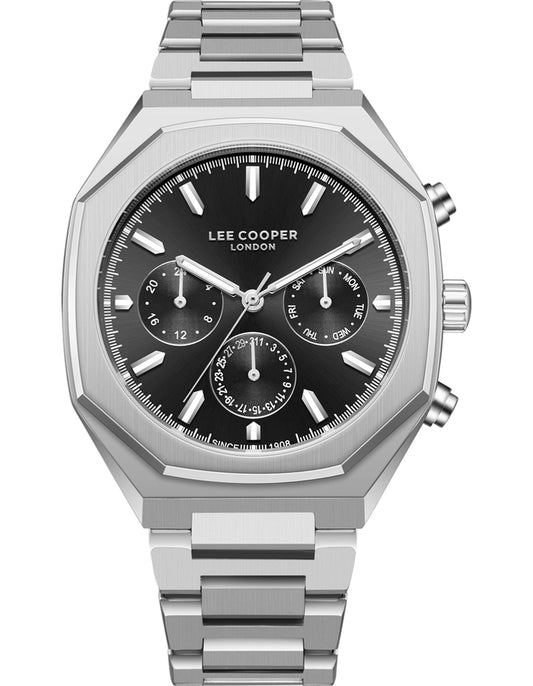 Lee Cooper Men's Multifunction Watch with Black Dial and Stainless Steel Band, LC08045.350