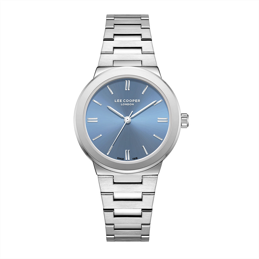 Lee Cooper Women's Analog Watch with Blue Dial and Stainless Steel Band, LC08133.300