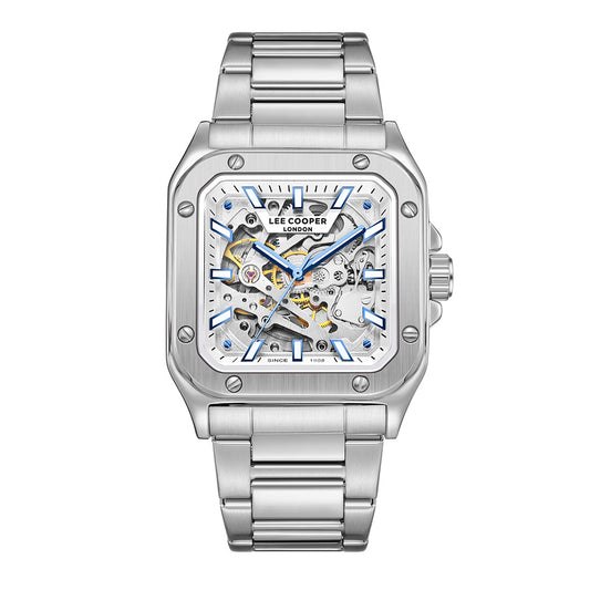 Lee Cooper Men's Automatic Watch with Silver Dial and Stainless Steel Band, LC08198.330