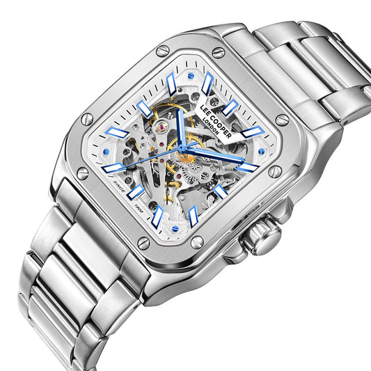Lee Cooper Men's Automatic Watch with Silver Dial and Stainless Steel Band, LC08198.330