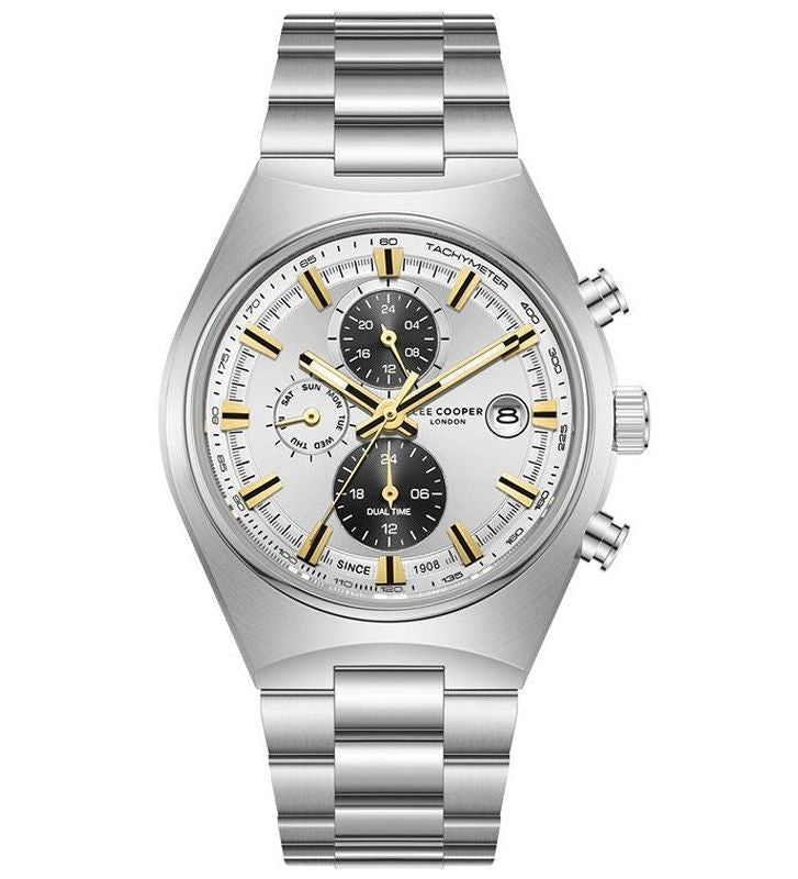 Lee Cooper Men's  Multifunction Watch Silver Dial With Silver Metal Band,LC08214.330